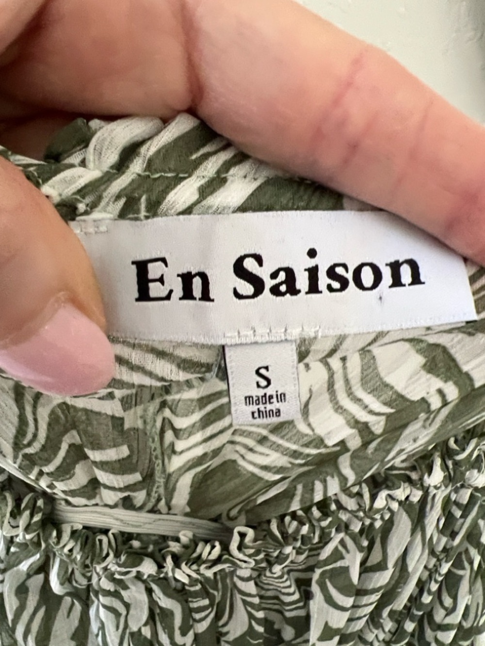 En Saison Sage Green & White Smocked Maxi Dress - Picture 3 of 8